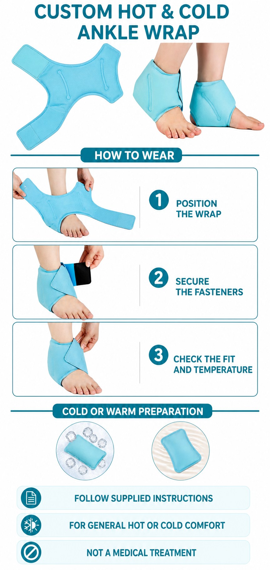 How to wear a reusable hot and cold ankle wrap